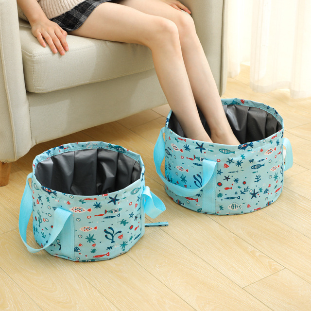 New Products Foldable Waterproof Oxford PEVA Travel Spa Foot Bath Bag Barrel