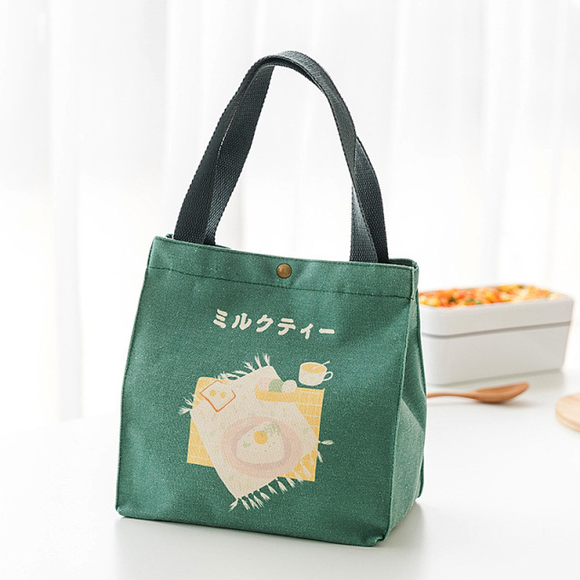 Newest Large Capacity Lightweight Japanese Style Ladies Canvas Lunch Cooler Bag