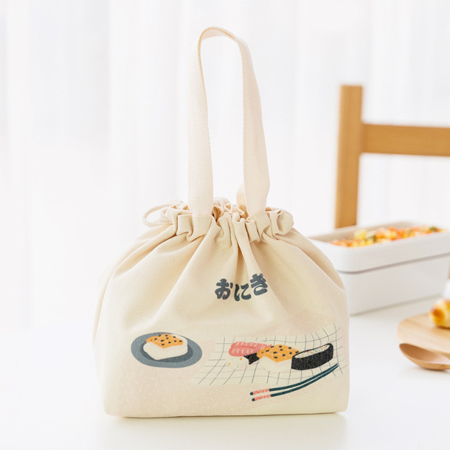 Newest Large Capacity Lightweight Japanese Style Ladies Canvas Lunch Cooler Bag