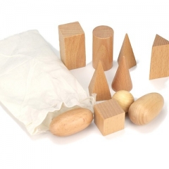 Wooden Montessori Toys Solid Figures Geometry Miniature Set dans Mystery Bag Math Educational Preschool Learning Toy pour Kids Children
