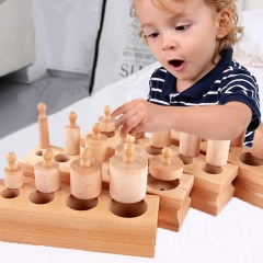 Montessori Knobbed Cylinder Socket Montessori Materials Wooden Cylinders Ladder Blocks Educational Wooden Toy Montessori Education Toy