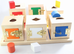 Wooden Montessori Practical Material Little Lock Box Kids Educational Toy Gift