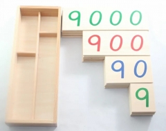 Montessori grande número de madeira cartões com caixa (1-9000)