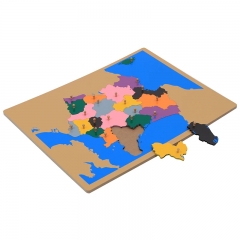 Puzzle en bois de panneau de carte de la France Montessori Outils d'enseignement des sciences culturelles de la maternelle