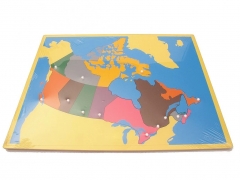 Mapa de madera de Canadá, panel, rompecabezas de piso, herramientas de enseñanza de ciencias culturales Montessori, aprendizaje temprano para jardín de infantes