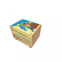 Armário de mapa de sala de aula de geografia material Montessori para 8 mapas de quebra-cabeça
