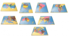 木制北美地图面板地板拼图蒙台梭利文化科学教学工具幼儿园早期学习