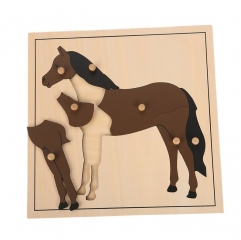 Materiales Montessori Herramientas Educativas Animal Horse Puzzle Preescolar Early Montessori Juguetes para niños pequeños