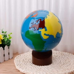 Matériaux de science et de géographie culturelle Montessori Globe continental et papier de sable Globe d'aide à l'éducation précoce Jouets en bois