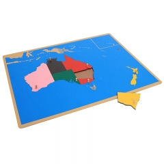 Painel de madeira do mapa da Austrália Quebra-cabeça Montessori ferramentas de ensino de ciências culturais para o jardim de infância, aprendizagem precoce