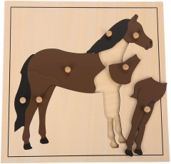 Montessori materiais ferramentas educativas animal cavalo quebra-cabeça pré-escolar cedo montessori brinquedos para crianças