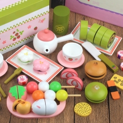 Brinquedo de madeira de alta qualidade, brinquedo de corte de bolo de chocolate mini, brinquedos de cozinha de madeira para crianças
