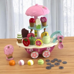 Mini caminhão de sorvete cosplay fingir jogo de madeira jogo conjunto de cozinha