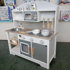 Equipo de juegos de muebles de jardín de infantes, muebles de madera, armario combinado de cocina para niños