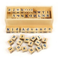 Matériel Montessori en bois alphabet dés avec boîte en bois jouets d'apprentissage pour enfants
