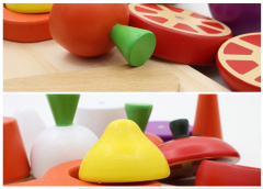 Montessori Simulação Frutas Legumes Tomate Brinquedos de Cozinha Fingir Papel Conjuntos de Brincadeira Caixa de Madeira Brinquedos Do Bebê