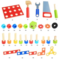 Children Tool Bench Toy Disassembly Wooden Workbench Toy Children Wooden DIY Disassembly Tool Table Simulation Toy Screw Nut