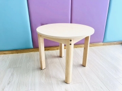 Mesa de estudo de madeira redonda,