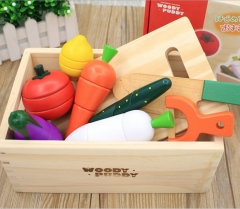 Montessori Simulation Fruits Vegetables Tomato Kitchen Toys pretend role Play Sets Wooden Box Baby toys