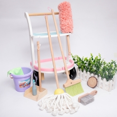 Ensemble de nettoyage de pelle à balai en bois pour enfants, jouet domestique mini vadrouille voiture de nettoyage