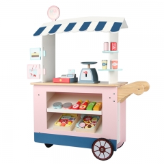 Children'S Baby Education Candy Cart Trolley Convenience Store Trolley Wooden Role Playing Toys For Kids