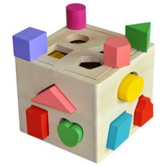 形状木制儿童形状匹配积木早期教育学习十三洞智能盒立体积木几何