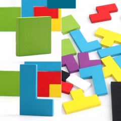 Tangramパズル子供教育玩具カラフル木制脳トレーニングジオメトリTangramパズル