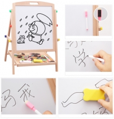 儿童绘画绘画黑板木制二合一可调黑板白板双面儿童绘画写字板画架