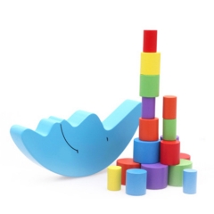 Children Colorful Wooden Moon Blocks Kids Seesaw wooden balance and tumbler toy