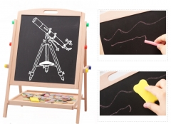儿童绘画绘画黑板木制二合一可调黑板白板双面儿童绘画写字板画架