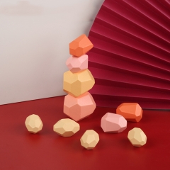 新设计的北欧风格彩虹玩具益智玩具木制石头堆叠游戏