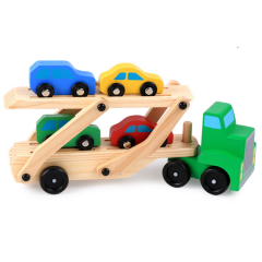Kinder Pädagogisches Holz Lkw Zug Auto Spielzeug Doppel Deck Rennen Auto Träger Push Entlang Fahrzeug Kinder Holz Spielzeug Auto