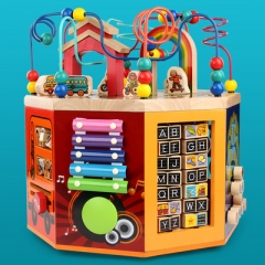 多功能木制活动立方体玩具益智儿童形状火柴珠迷宫盒儿童玩具