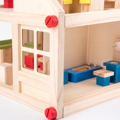 Casa de boneca 3D de simulação de alto grau para crianças, casa de campo de luxo educacional auto montar brinquedo de madeira