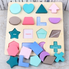 Holz Macaron Farbe Frühen Lernen Jigsaw Alphabet Anzahl Puzzle Holz Spielzeug Montessori