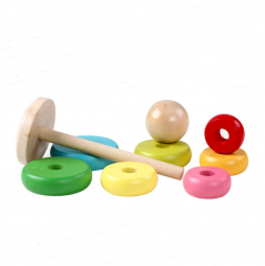 木制彩虹堆垛机幼儿早期发展学习精细运动技能玩具