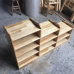Prateleira de armazenamento de móveis de madeira para jardim de infância Prateleira de madeira pré-escolar para crianças Montessori