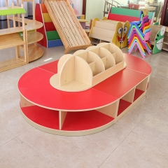 Child Wooden Book Cabinet Furniture Bookshelves Sofa For Children Kindergarten Wooden Montessori Furniture