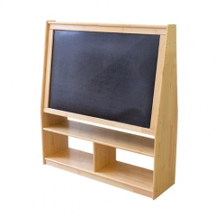 両面磁気幼稚園無垢材床黒板キャビネット書き込みボード黒板ラック木製イーゼル