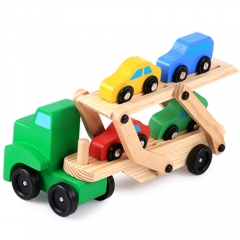Carro educativo de madeira para crianças, carro de brinquedo, carro de corrida de dois andares