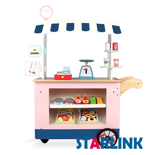 Children'S Baby Education Candy Cart Trolley Convenience Store Trolley Wooden Role Playing Toys For Kids