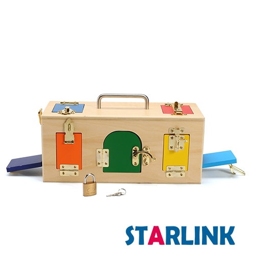 Montessori material educativo práctico de madera caja de pestillo de bloqueo pequeño juguetes niños