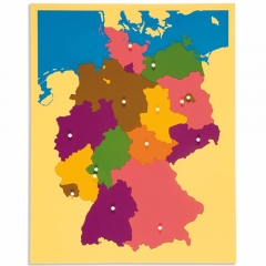 Panel de mapa alemán de madera, rompecabezas de piso Montessori, herramientas de enseñanza de ciencias culturales, aprendizaje temprano para jardín de infantes