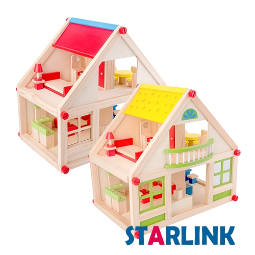 High Grade Simulation 3D Doll House Children Educational Luxury Cottage Self Assemble Wooden House Toy