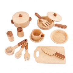 ブナ木製キッチン用品調理玩具子供子供用おもちゃ遊び遊びミニチュア木製ポット食器セット子供用