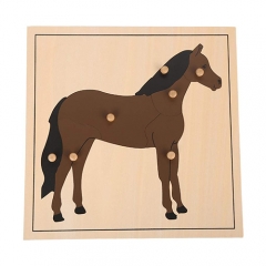 Materiales Montessori Herramientas Educativas Animal Horse Puzzle Preescolar Early Montessori Juguetes para niños pequeños