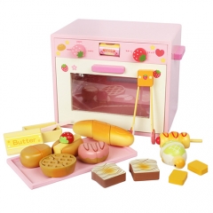 Conjunto de cozinha de madeira para crianças, jogo de papel de madeira, simulação de forno de microondas, brinquedos
