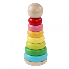 Apilador arcoíris de madera para niños pequeños, juguetes de aprendizaje de desarrollo temprano con habilidades motoras finas