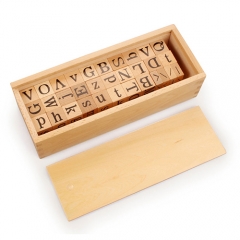 蒙特梭利材料木制字母骰子带盒木制儿童学习玩具