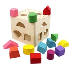 Bloqueadores de madera con forma de niño, bloques de madera, aprendizaje educativo temprano, caja de inteligencia de trece agujeros, bloques estéreo geométricos